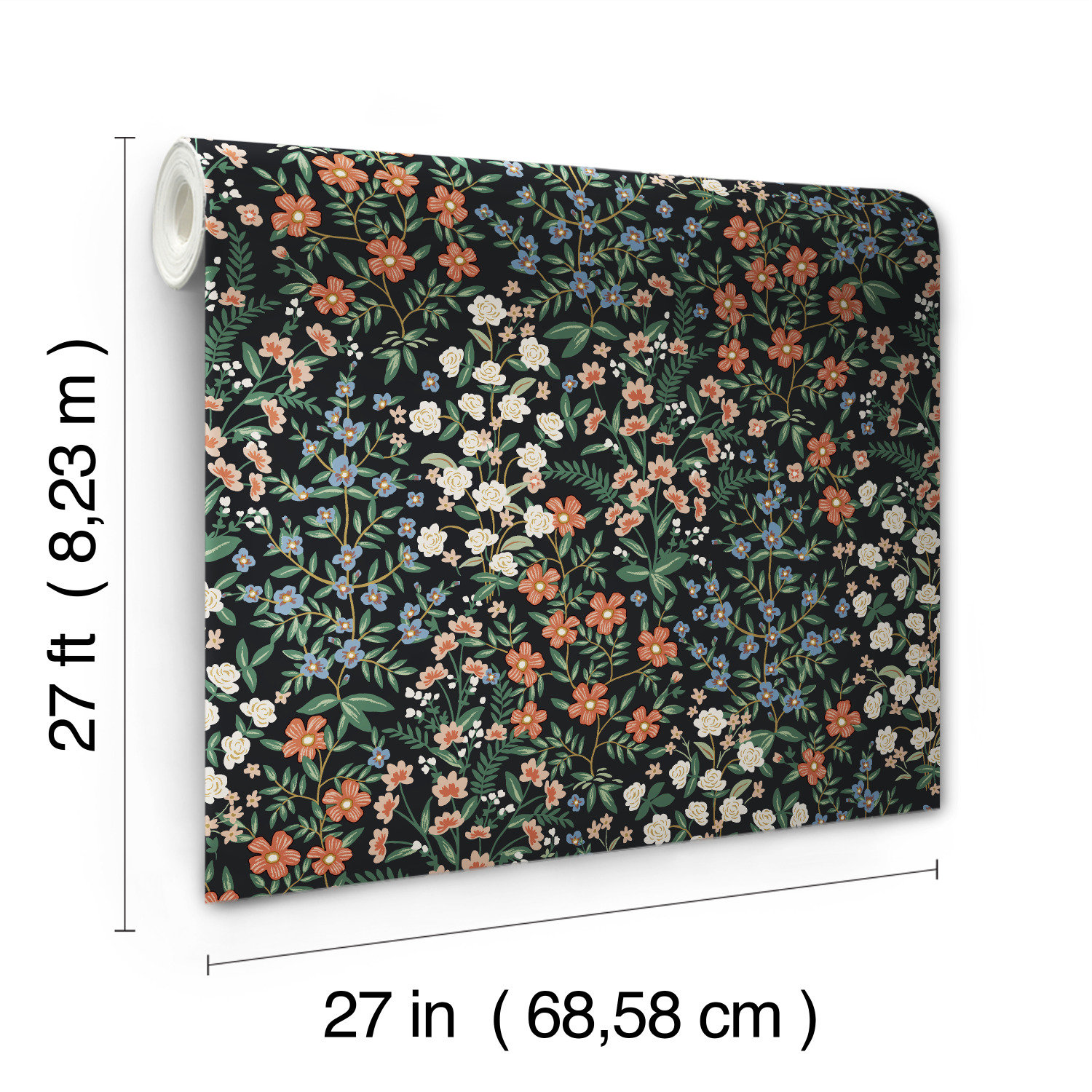 Wildwood Garden Wallpaper Roll, Black/Red