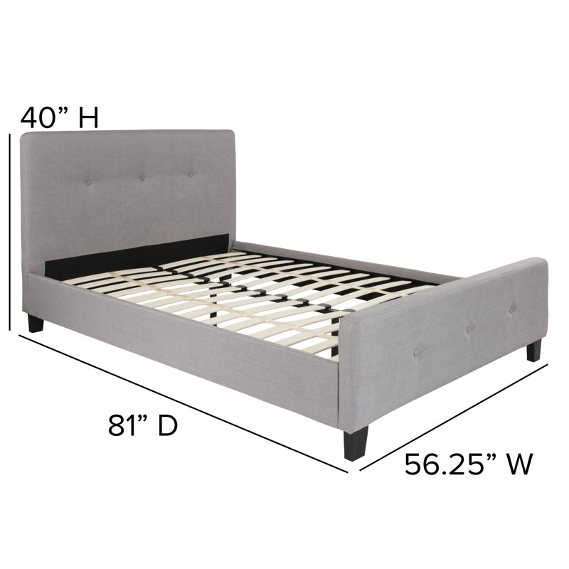Upholstered Panel Bed, Full, Light Gray