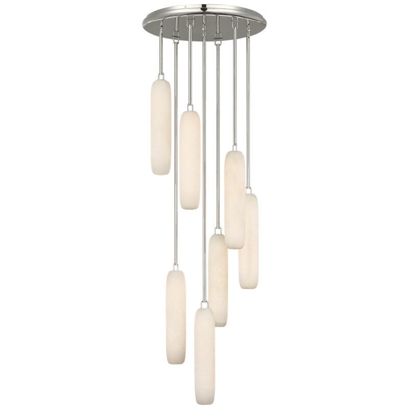 Kelly Wearstler Formosa 7-Light Pendant in Bronze with Alabaster, Polished Nickel