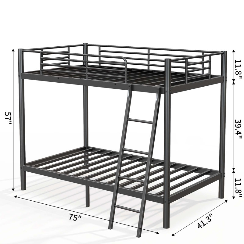 Metal Bunk Bed, Twin Over Twin Size