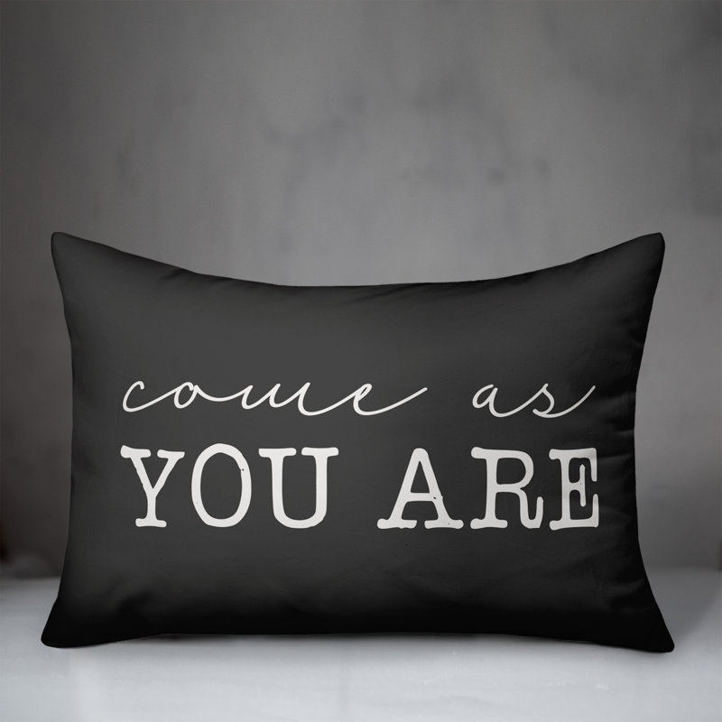 Textual Outdoor Throw Pillow, Charcoal