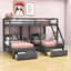 Full Over Twin & Twin 3 Drawer Triple / Quad Bunk Bed