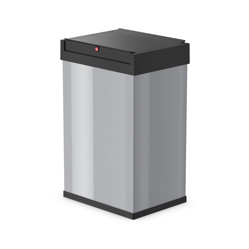 Swing Top Rubbish Bin, Black/Silver, 35 L.