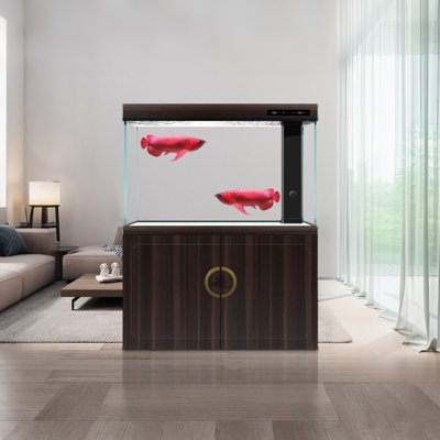31.5"Large smoked-colored fish tank bottom filter ultra-clear aquarium