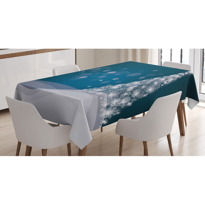 Fantasy Backdrop Abstract Xmas Tree Dreamlike Snowflakes Dots Wintertime Tablecloth, 72" x 52"