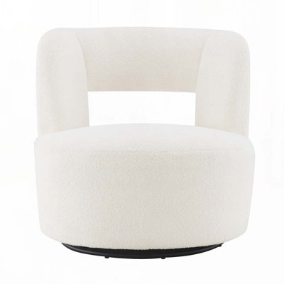 Teddy Fabric Swivel Barrel Chair