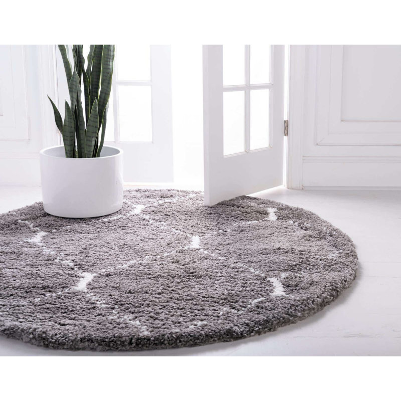 Moroccan Shag Oriental Indoor Rug, Round 8'