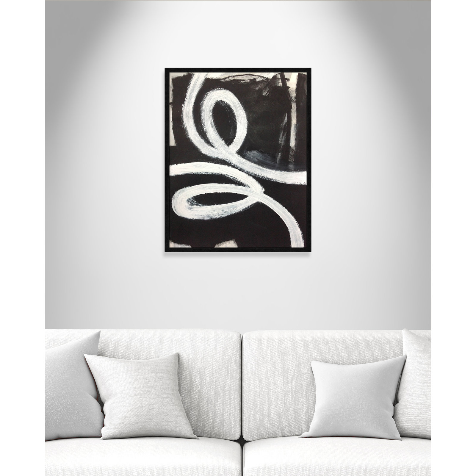Swirly Swirls I by Casa Fine Arts, Black Slim Unmatted Picture Framed, 29.5" H x 23.5" W x 0.75" D