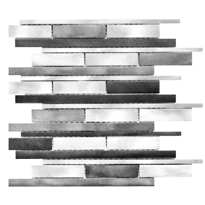 Carreau de mosaïque murale en métal brossé 12 "x 12" Mason, Gris foncé