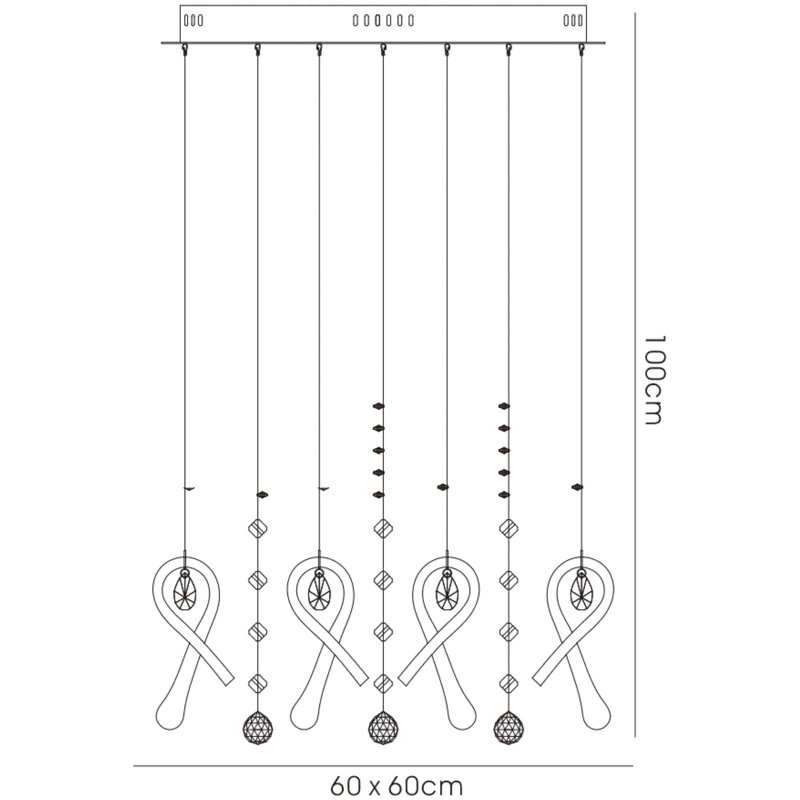 20 - Light Crystal Chandelier, Black