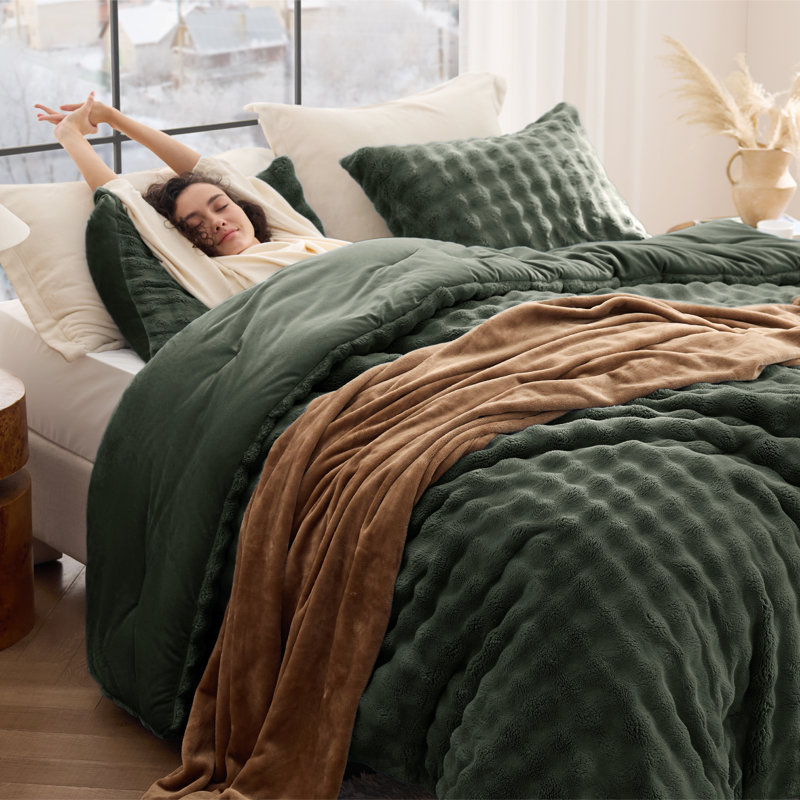 Bedsure Comforter Sets - 3-Piece, King, Dark Green