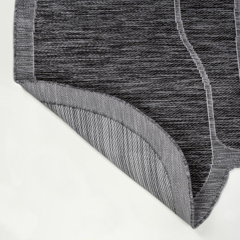 Monte Modern Rustic Abstract Dark Gray/Gray Indoor/Outdoor Rug, Novelty 2' x 8'