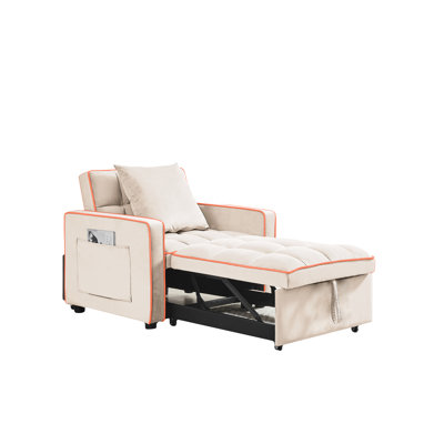 Upholstered Chaise Lounge, 3-In-1 Sofa Bed Chair, Folding Sofa Bed Adjustable Back, Recliner Single Bed