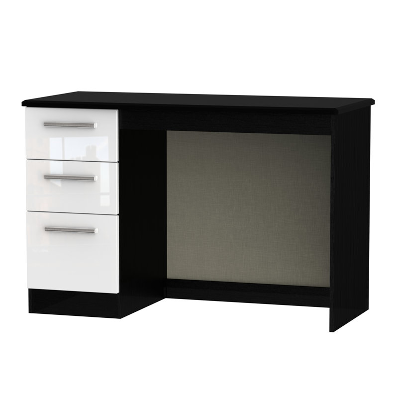 Fully Assembled Yvette Desk, White, 79.5cm H x 120cm W x 54cm D, Black