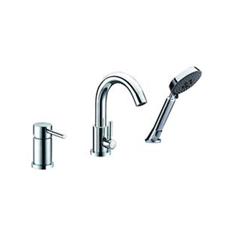 Garniture de robinet de baignoire romaine monocommande à fixation sur le comptoir avec inverseur et douchette, Chrome