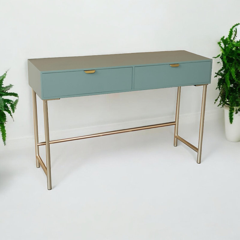 Agnela 120cm Solid Wood Top Console Table, Green