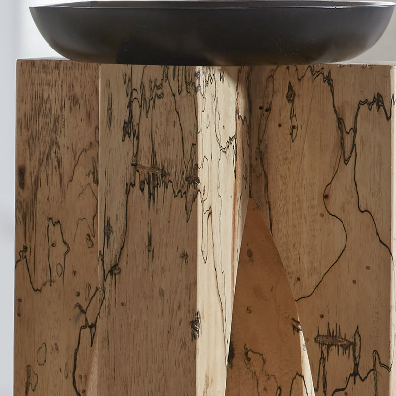 Natural Wood and Black Candle Cup Candelabra Set