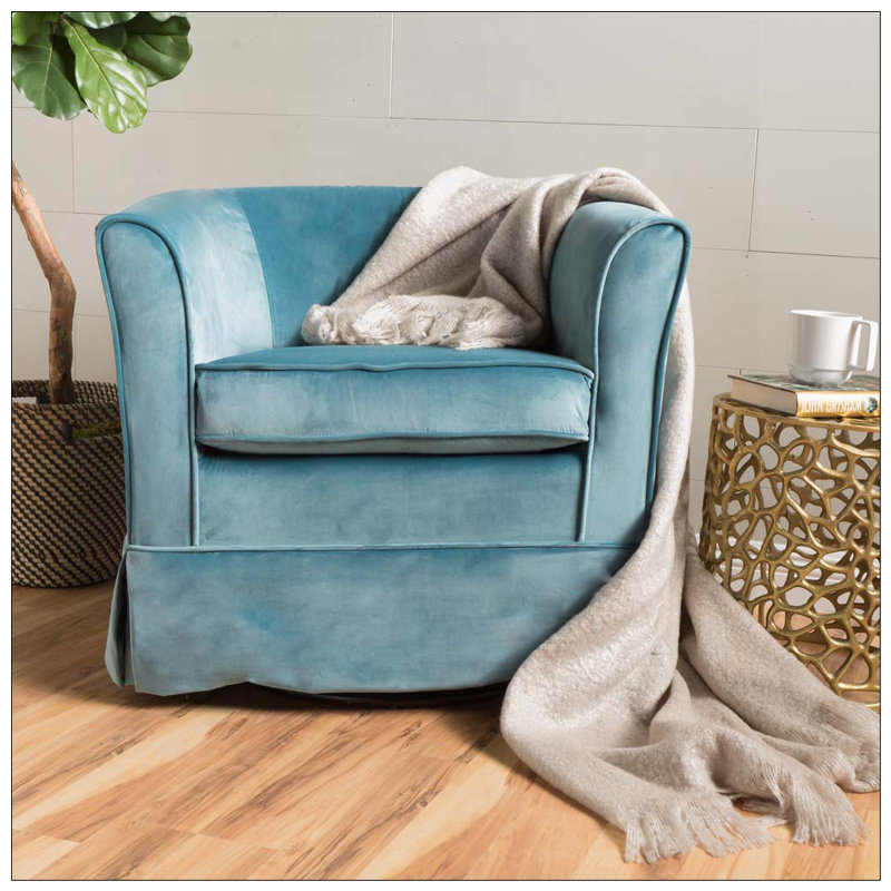 Fauteuil demi-tonneau pivotant rembourré, Bleu