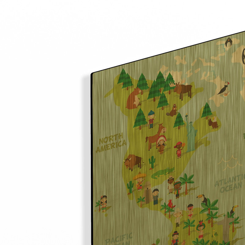 «Kids Map» par Luxe, art mural en métal doré, 16 po x 12 po, 36 po x 24 po