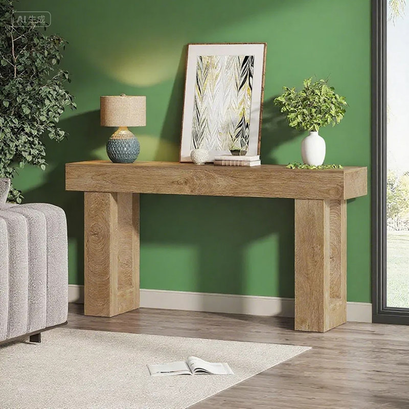 Table de canapé en bois - Console rectangulaire avec repose-pieds, bois d'ingénierie robuste, idéal pour le salon / le vestibule / le couloir