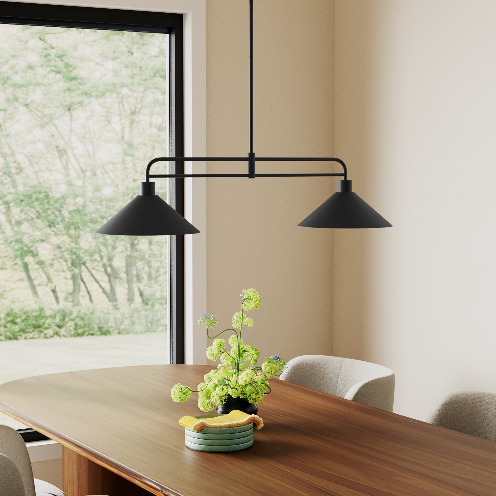 Fayra Dimmable 2-Light Pendant, Black