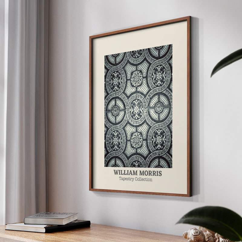 William Morris, reproduction encadrée Cxxxii, Noyer, H 14 po x l 11 po