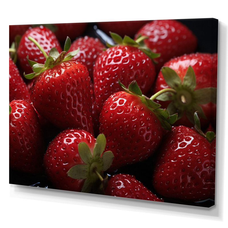 Stawberry Macro Food, reproduction d'art sur toile, H 12 po x l 20 po x P 1 po, Toile tendue