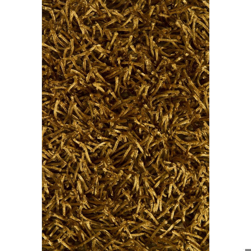 Heston Authentic Hand Woven Handmade Gold Modern Abstract Polyester Shag Area Rug
