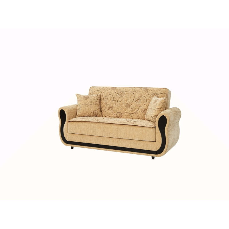 Causeuse convertible avec rangement Primenest Averna Collection, revêtement beige, design confortable et peu encombrant