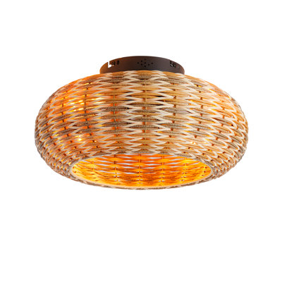 Woven Rope and Rattan Ceiling Fan Light Kit with Remote