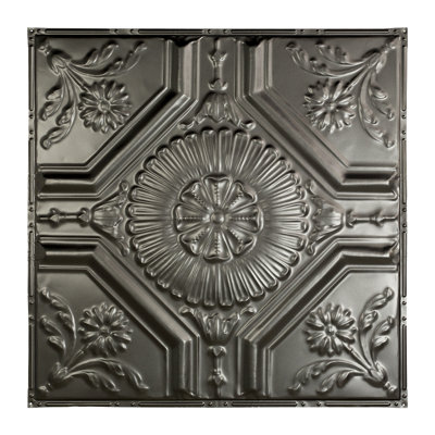 Rochester 24.5 in. L x 24.5 in. W Metallic and Textured Tin Nail Up Ceiling Tile Ceiling Tile In