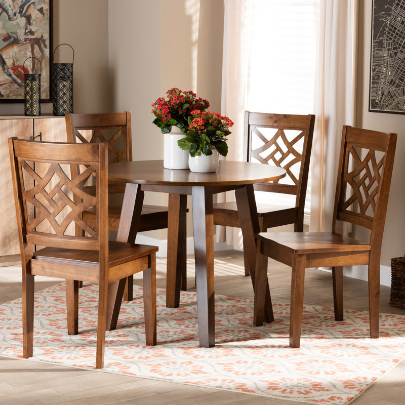 Margaret 4 - Person Four Leg Dining Set, Walnut Brown, Walnut Brown