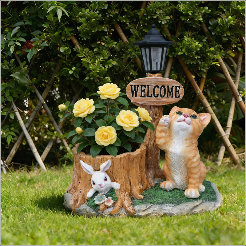 Charmante statue de jardinière au design expressif, parfaite pour le jardin et la décoration extérieure, durable et résistante aux intempéries.