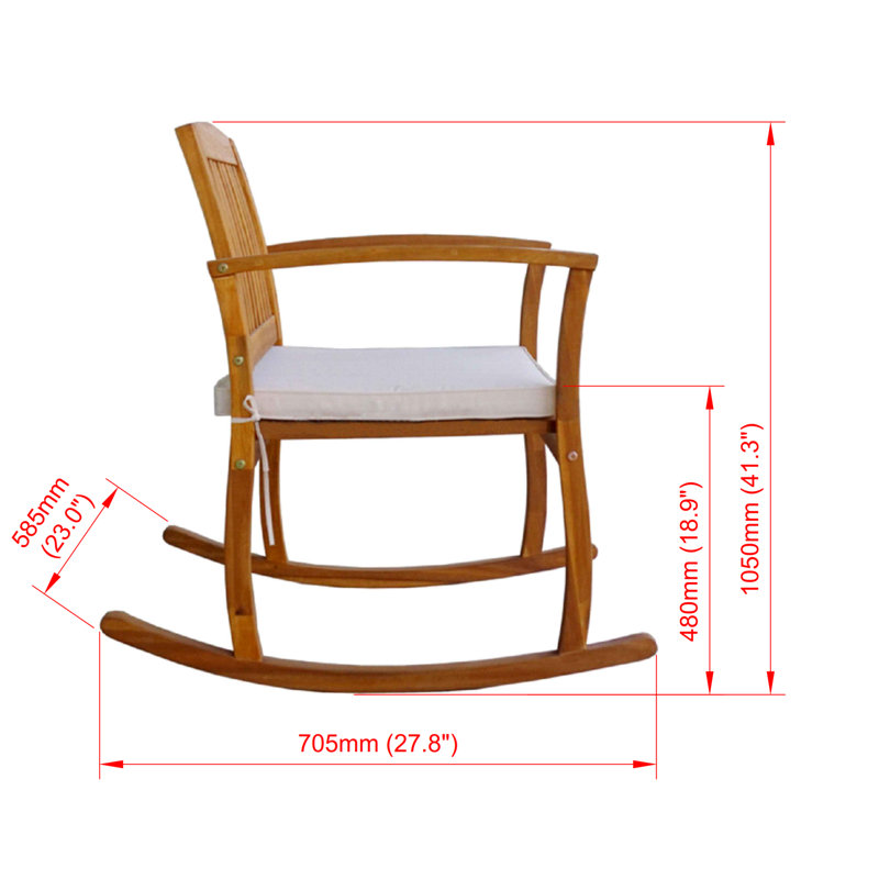 Rocking Chair FSC 100% Acacia Wood Natural Colour with Cushion