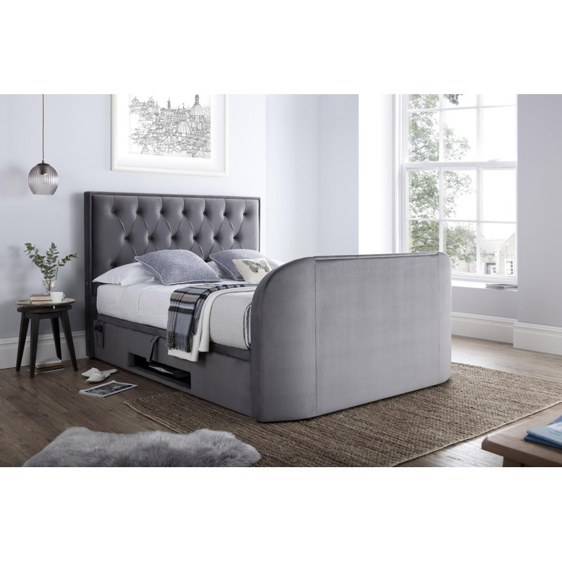 Ameriga Upholstered Ottoman Storage Bed, Grey, Super King (6')