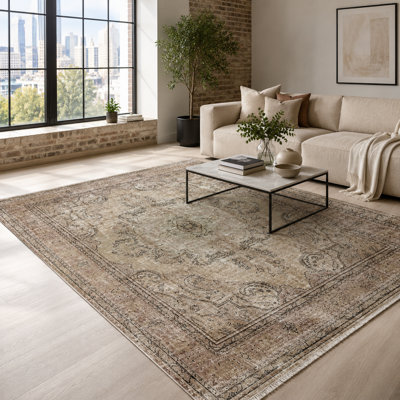Vintage Look Cotton and Chenille Flatweave Area Rug