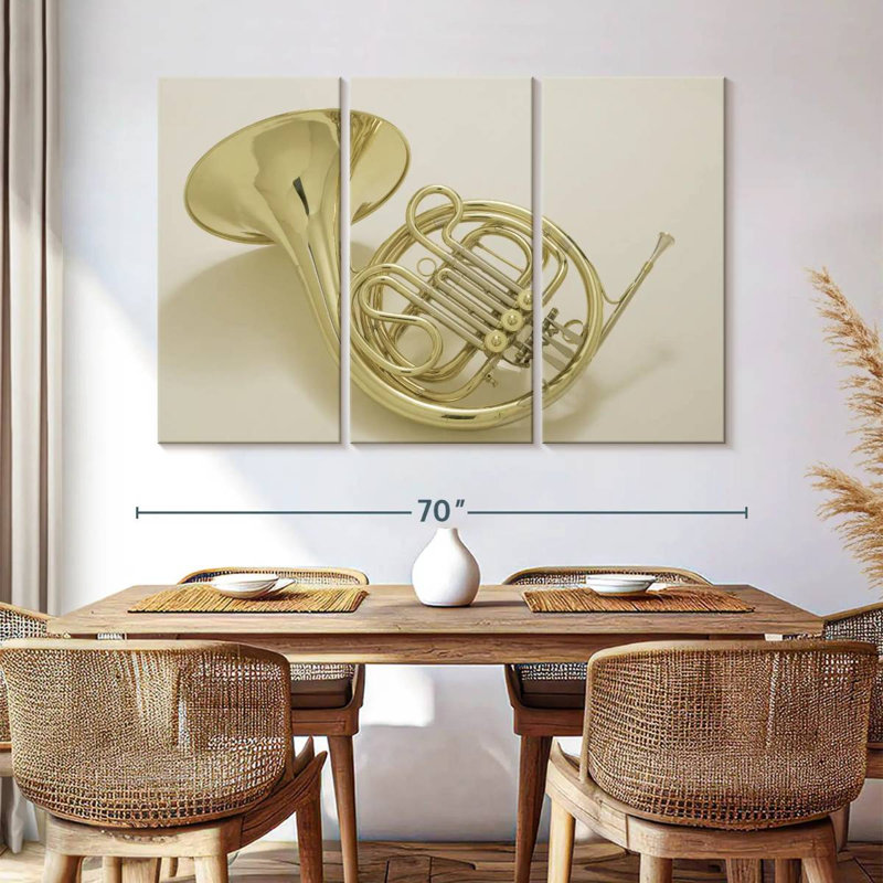 French Horn Instrument, 42" H x 65" W