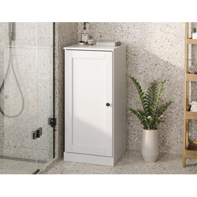 100% Solid Wood 16.5" Bathroom Storage Cabinet with Shaker Door & Adjustable Shelves