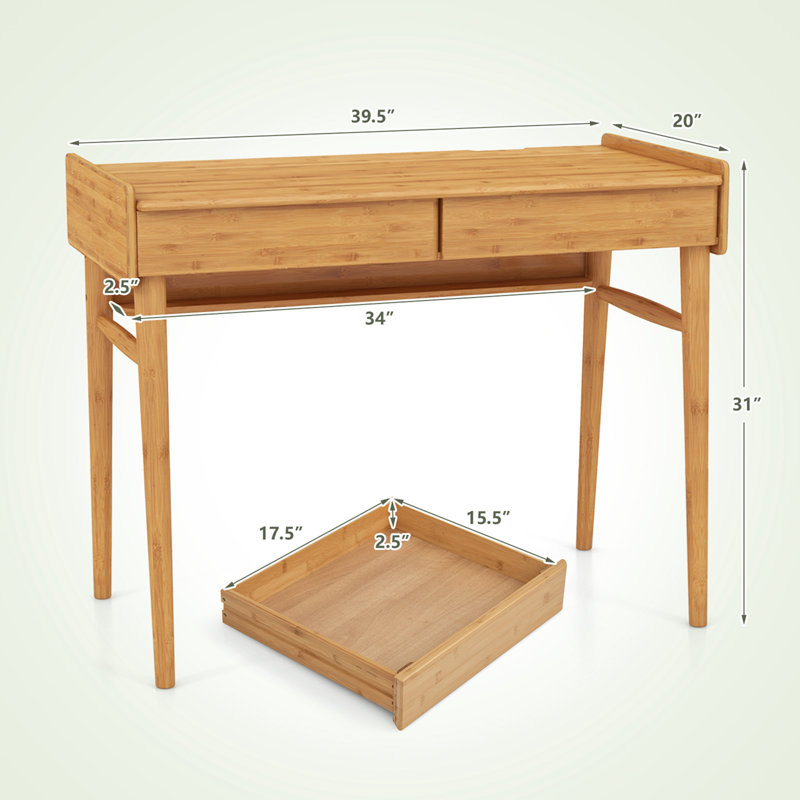 Bertasi Solid Wood Top Computer Desk