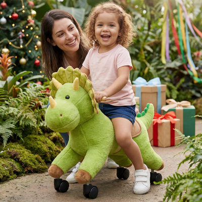 «Ride On Horse», monte des jouets de dinosaure pour les enfants, comporte des rugissements de dinosaures réalistes, aucune batterie requise, des roues lisses flexibles à 360 degrés, un siège souple, une capacité de charge maximale de 88 lb pour les tout-petits de 3 ans et plus