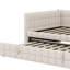 Lit de jour en L pleine grandeur revêtu de tissu et doté d'un lit gigogne escamotable double et de ports USB intégrés-56607394