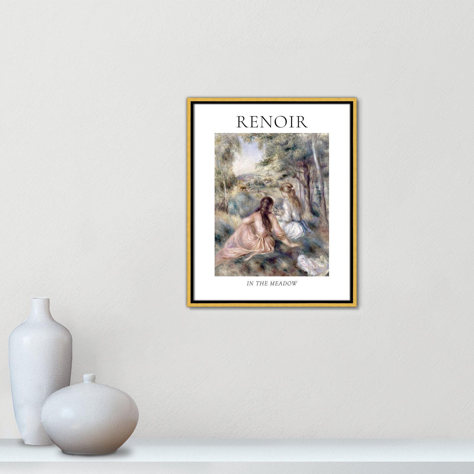 Old Masters Collection "In the Meadow" Print, Gold Floater Frame, No, 21.5" H x 17.5" W x 2" D