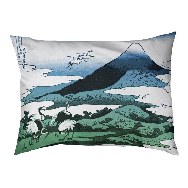 Coussin de concepteur japonais pour grues Burkart, L 42 po x l 52 po, Vert, bleu et noir