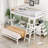 Twin over Full Bunk Bed with Built-In Desk & 3 Drawers, Solid Wood, White