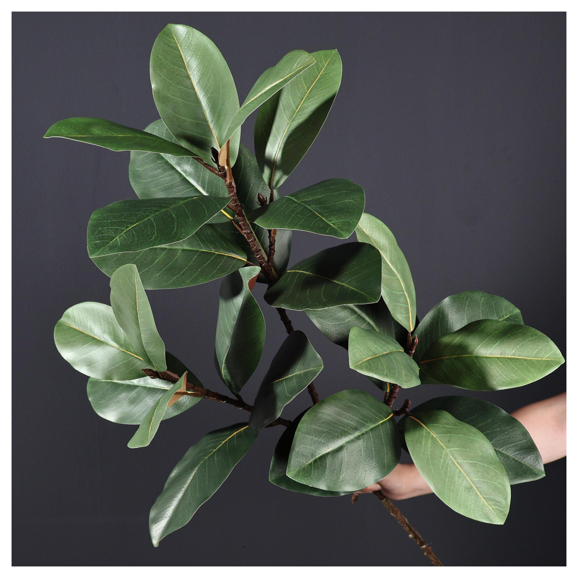 Artificial Green Magnolia Leaf Spray For Vase Filler, Faux Magnolia Branch Stem For Table Centerpiece Decor, Green