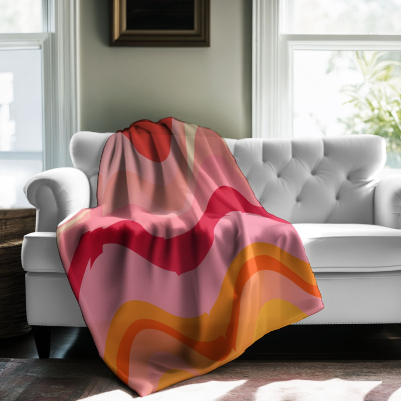 Couverture psychédélique rose - 1 pièce Sherpa Premium, L 60 po x L 80 po