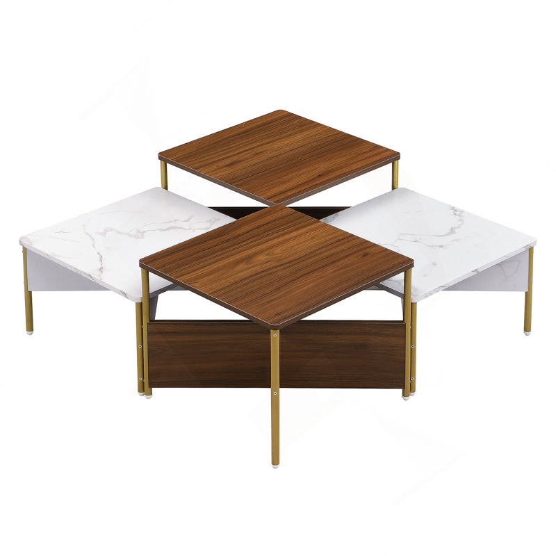 Ensemble de quatre tables gigognes polyvalentes et modernes, de forme ajustable, idéales pour divers agencements et fonctions de salon
