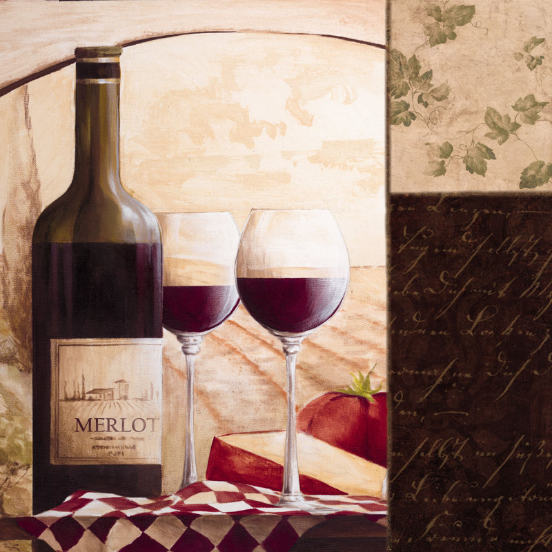 Merlot Still Life - Wrapped Canvas Painting, 30cm H x 30cm W x 3.8cm D