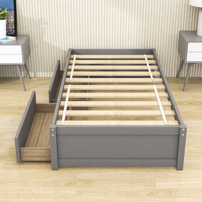 Yunet Twin Size Wood Platform Bed with 2 Drawers -  Red Barrel StudioÂ®, A5199183DFCA4A7680D2C1F720A9EE6A