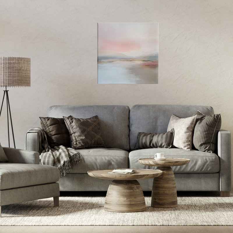 Toile «Mute Landscape Distant Horizon», conception par Petal Prints Design, H 17 po x l 17 po